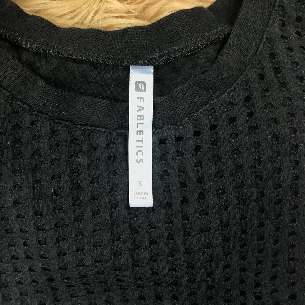 Fabletics Black Mesh Workout Top - Picture 2 of 5